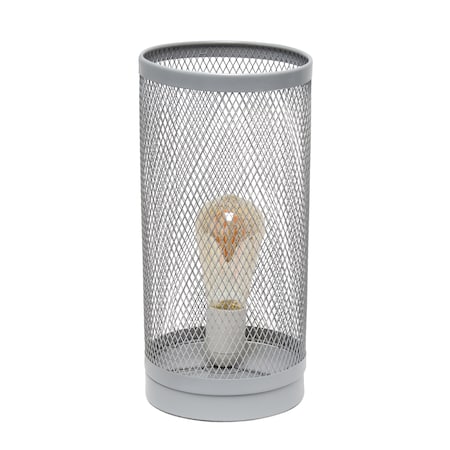 Gray Mesh Cylindrical Steel Table Lamp